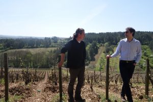 Roland Piollot and Josh in vineyard